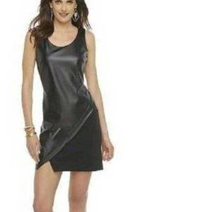 Metaphor Leather Dress Womens M Black Sleek Synthetic Ponte Sleeveless